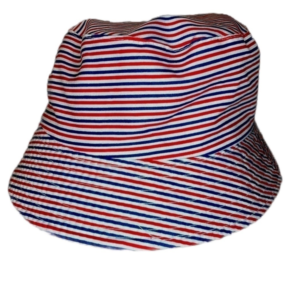 Kids red white and blue stripes bucket hat NWT